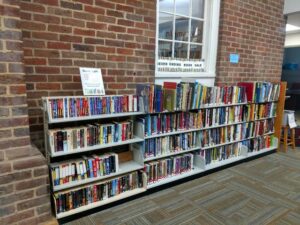 Never ending book sale shelves